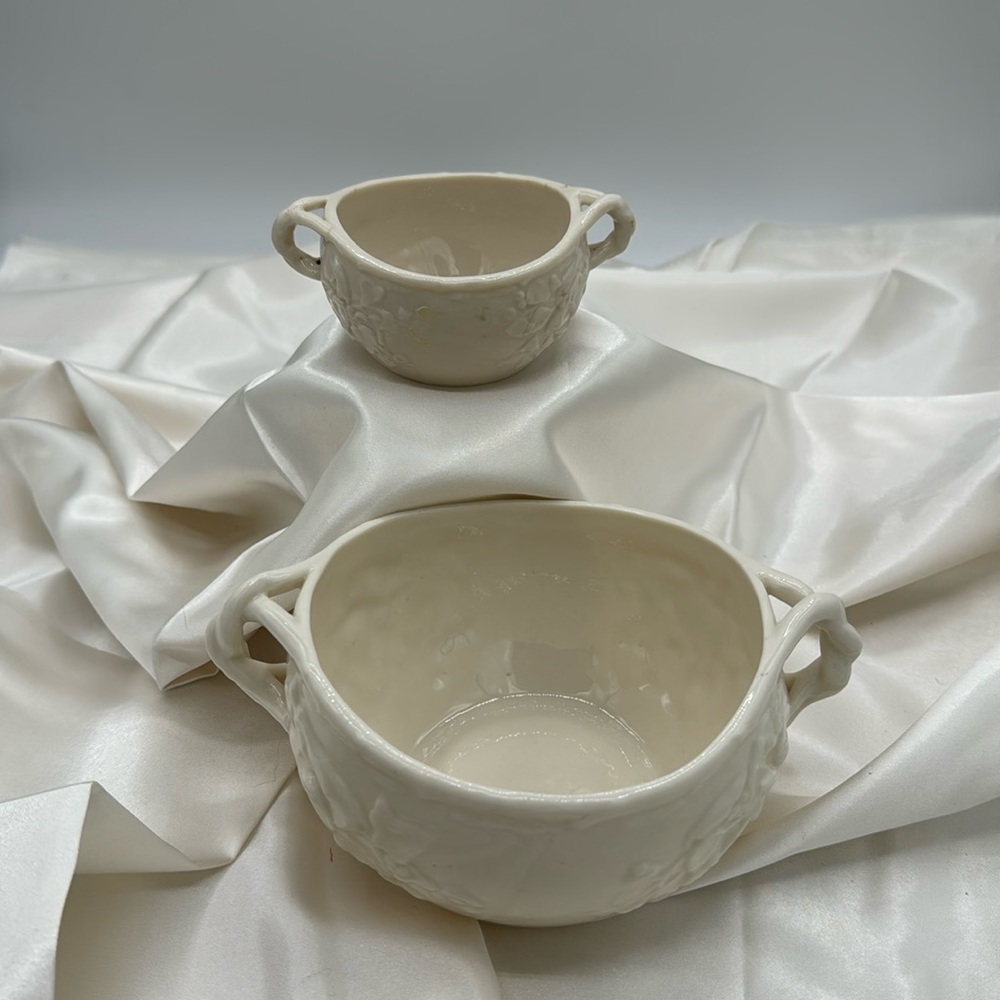 2 very Old Belleek Bowls. First Black Mark 1863-1890